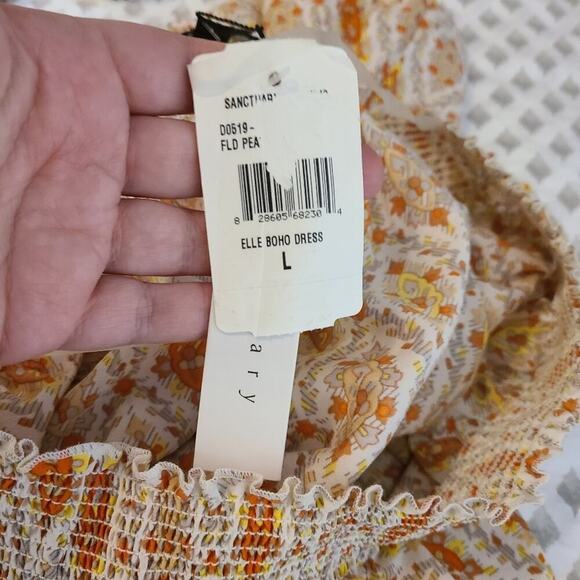 Sanctuary Dress Size Latge Elle Boho Dress Orange & Cream Print - Picture 4 of 12
